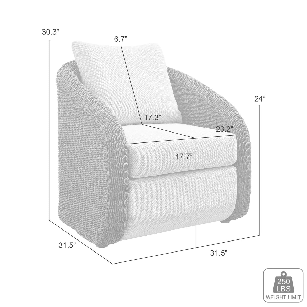 Pavilion - Rattan And Metal Outdoor Lounge Chair With Cushions - Boucle White / Natural