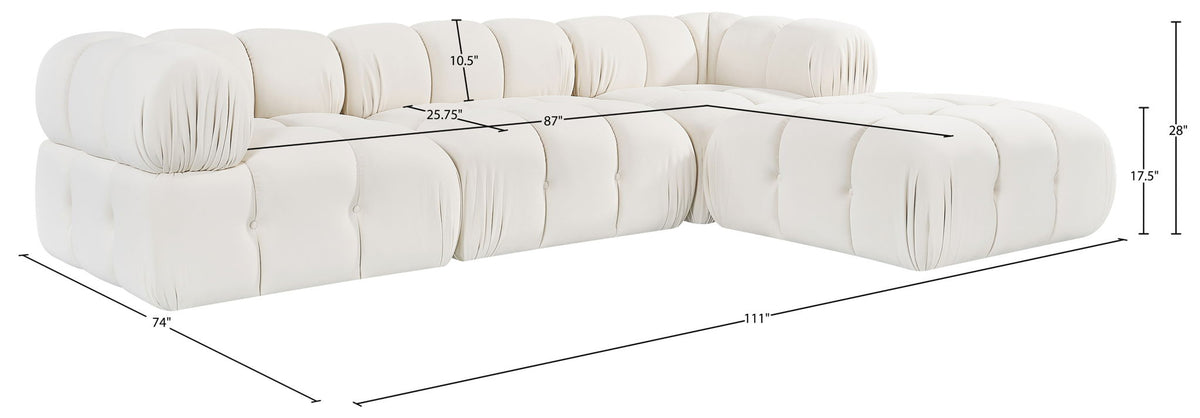 Orin - Velvet 4 Piece Modular Sectional With Chaise