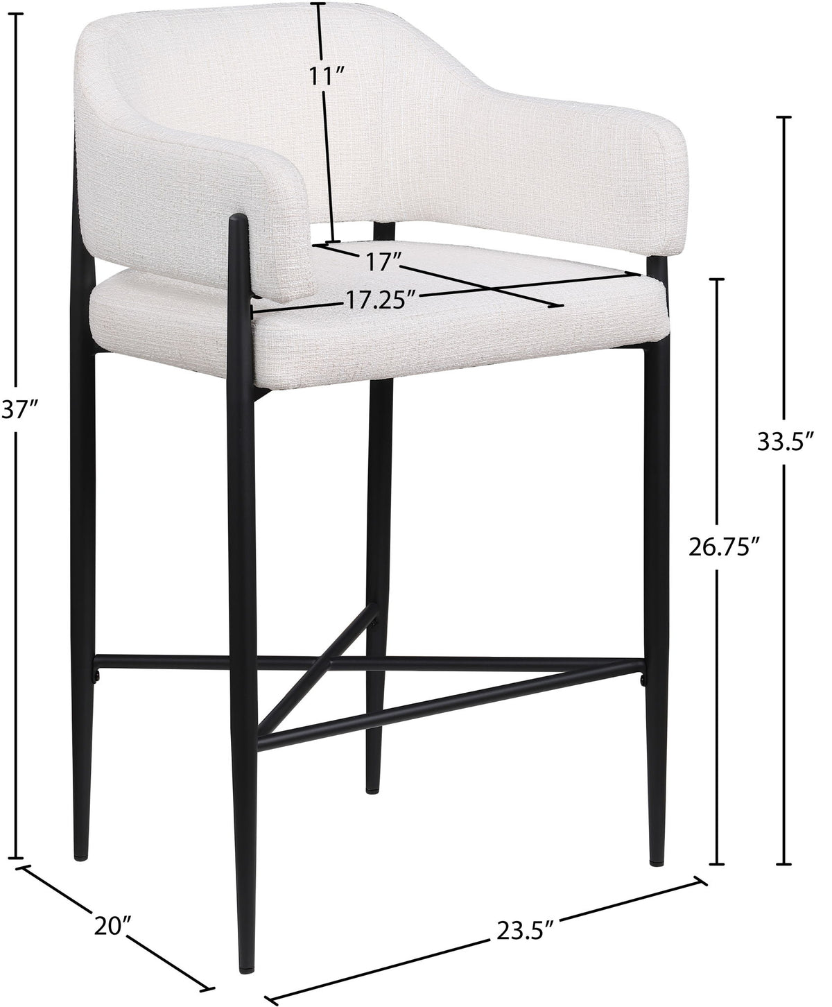 Dame - Fabric Upholstered Counter Stool (Set of 2)
