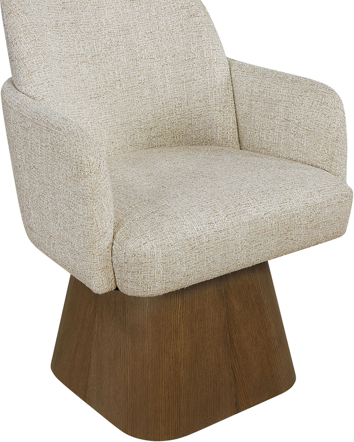 Marlowe - Linen Textured Fabric Upholstered Swivel Dining Arm Chair - Stained Brown