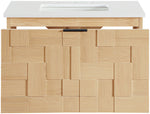 Leonardo - Engineered Stone And Solid Wood 24" Wall Mounted Bathroom Vanity