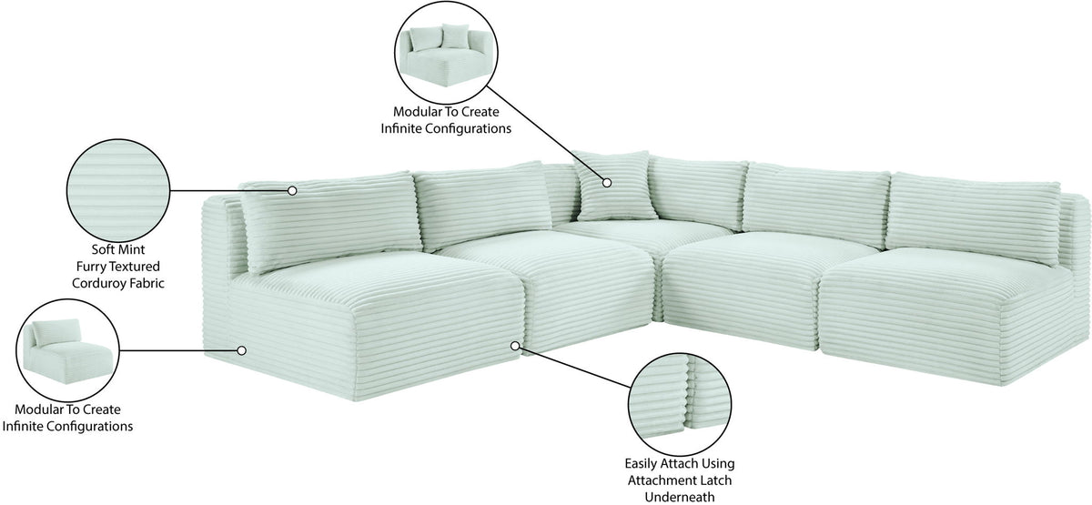 Shaggy - 5 Piece Modular Corner Armless Sectional