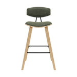 Fox - Bar Height Curved Back Wood Bar Stool With Faux Leather Seat