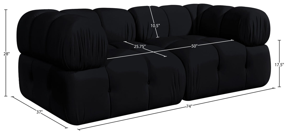 Orin - Velvet Performance Fabric Upholstered 2 Piece Modular Sofa (2 Corner Chairs)