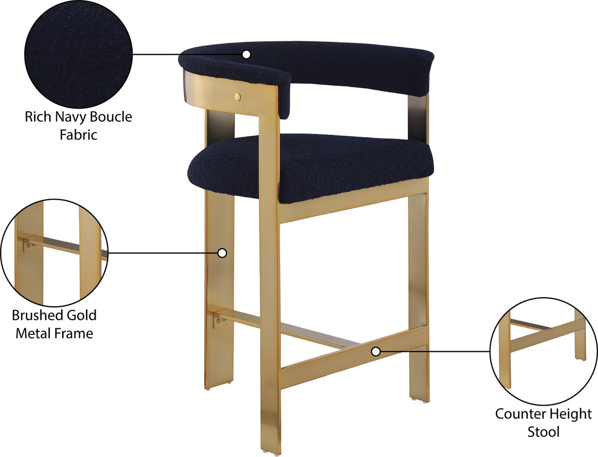 Romeo - Boucle Counter Stool With Gold Base (Set of 2)