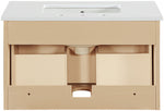 Leonardo - Engineered Stone And Solid Wood 24" Wall Mounted Bathroom Vanity