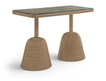 Seacrest - Tempered Glass Top And Wicker Outdoor Patio Bar Height Table