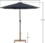 Fiji - Aluminum Patio Umbrella With Square Teak And Black Base