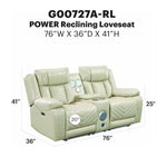 Glory Furniture - Sensa - Power Reclining Loveseat With Bluetooth Speaker And LED Belt