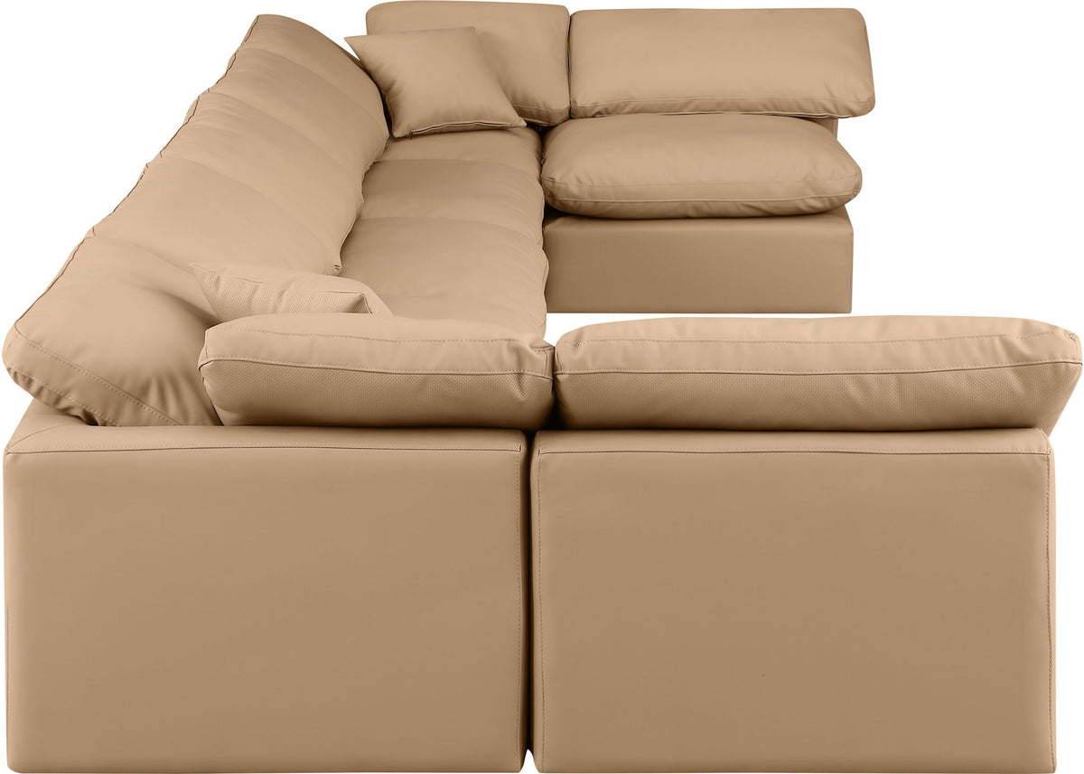 Indulge - Faux Leather 7 Piece Modular U-Shaped Sectional - Tan