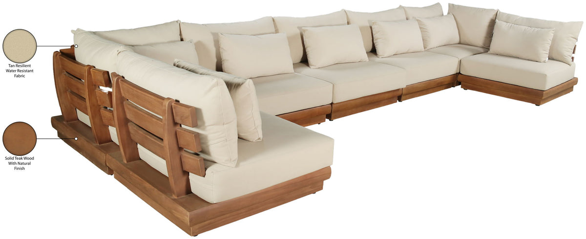 Mirella - 7 Piece Water Resistant Fabric Upholstered Outdoor Patio Modular Sectional