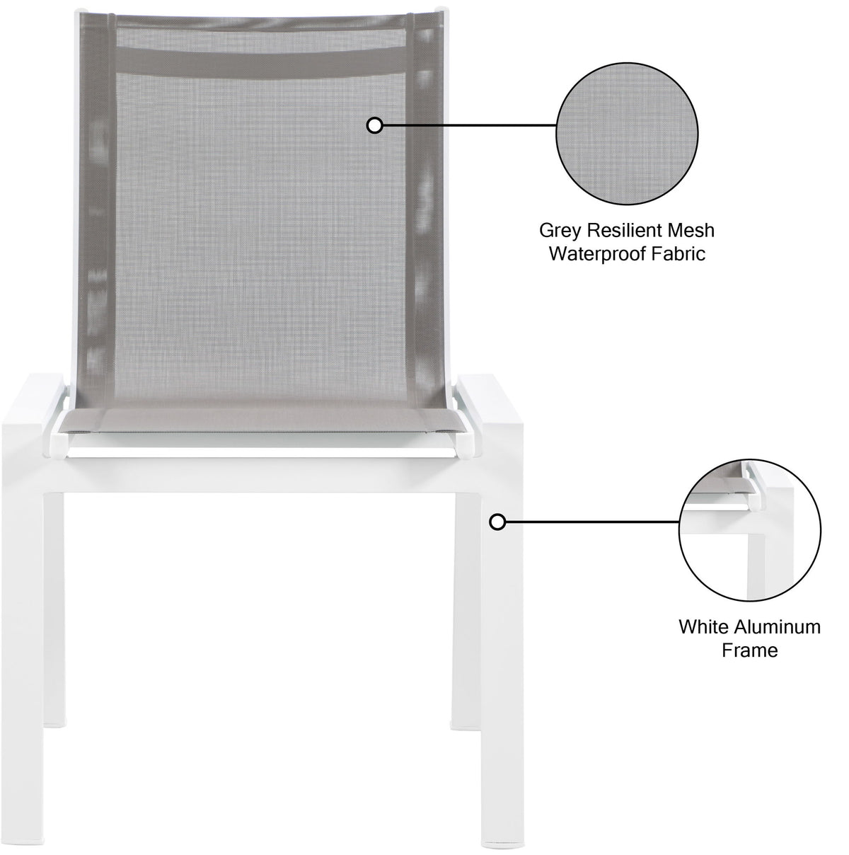 Nizuc - Outdoor Patio Dining Chair With White Frame (Set of 2)