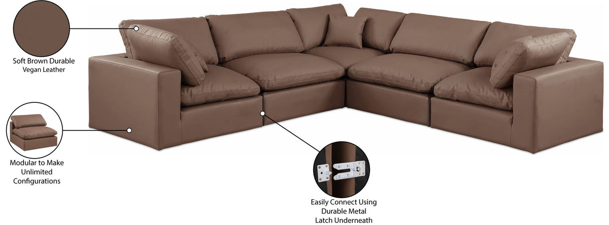 Comfy - 5 Piece Faux Leather Modular Corner Sectional