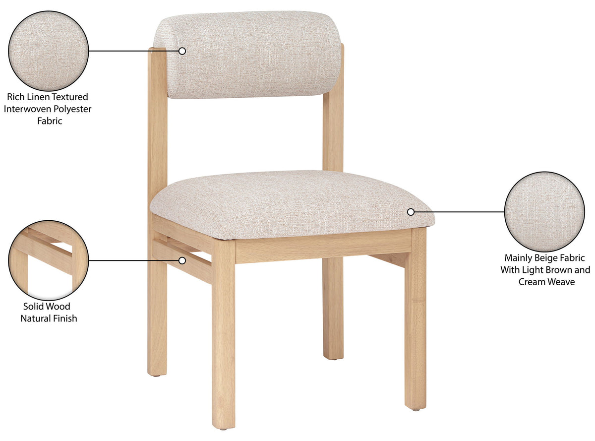 Roundhill - Fabric Dining Chair (Set of 2) - Natural Frame