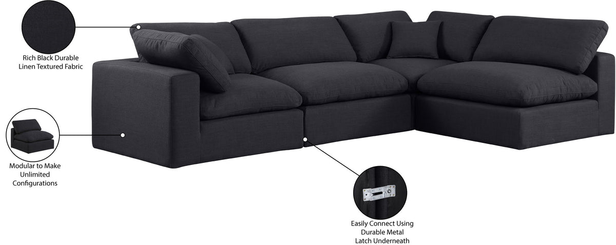 Comfy - 4 Piece Linen Fabric Modular Armless Sectional