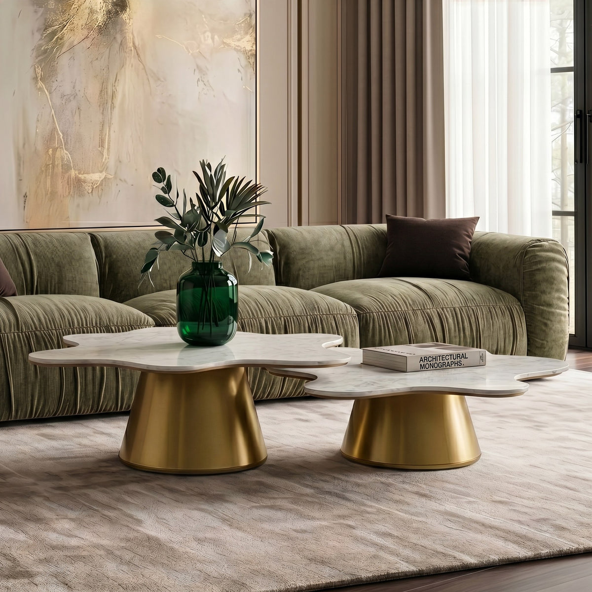 Gabbro - Glam White Marble + Gold Nesting Coffee Table Set by VIG Furniture - View 7