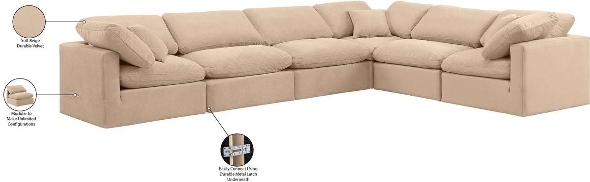 Indulge - Velvet 6 Piece Modular Corner Sectional