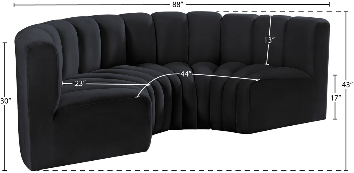 Arc - Velvet 4 Piece U-Shaped Modular Sofa
