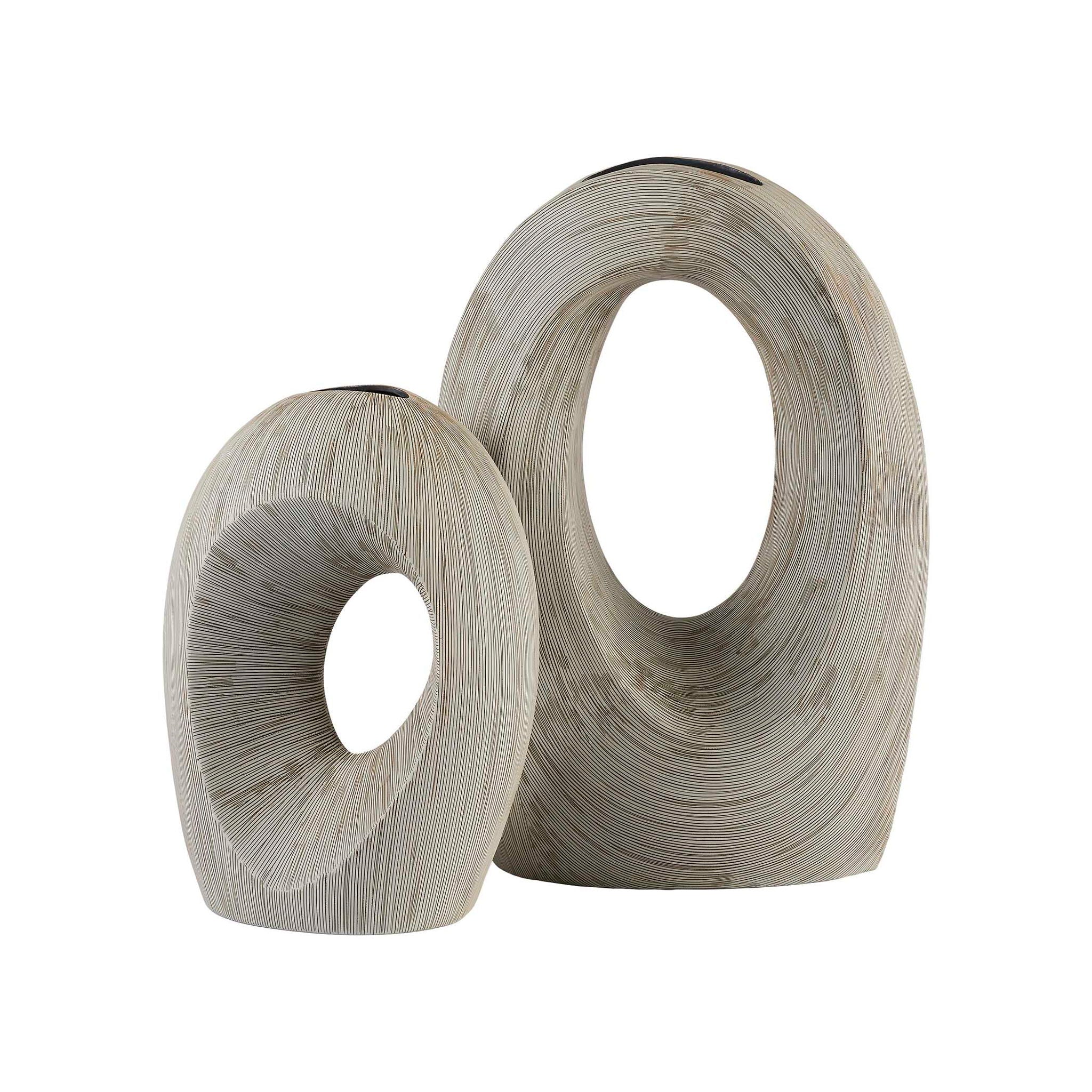 Dual Portals - Vases (Set of 2) - Gray