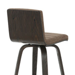 Vienna - 35.5" Swivel Counter Height Square Back Wood Bar Stool With Faux Leather Seat