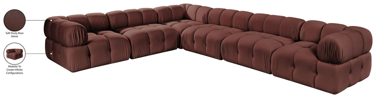 Orin - L-Shaped Velvet 6 Piece Modular Sectional