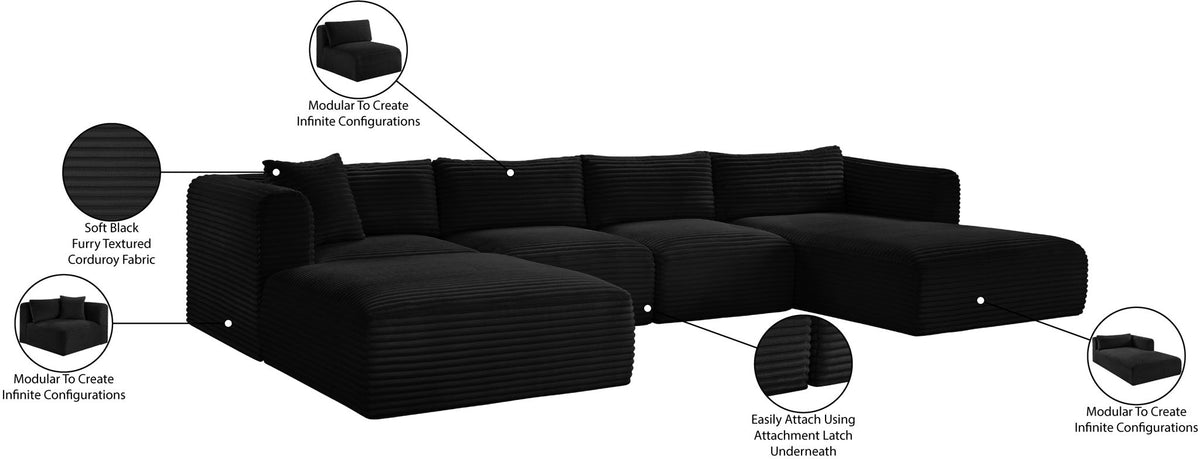 Shaggy - 5 Piece Modular Sectional With Chaise And Ottoman