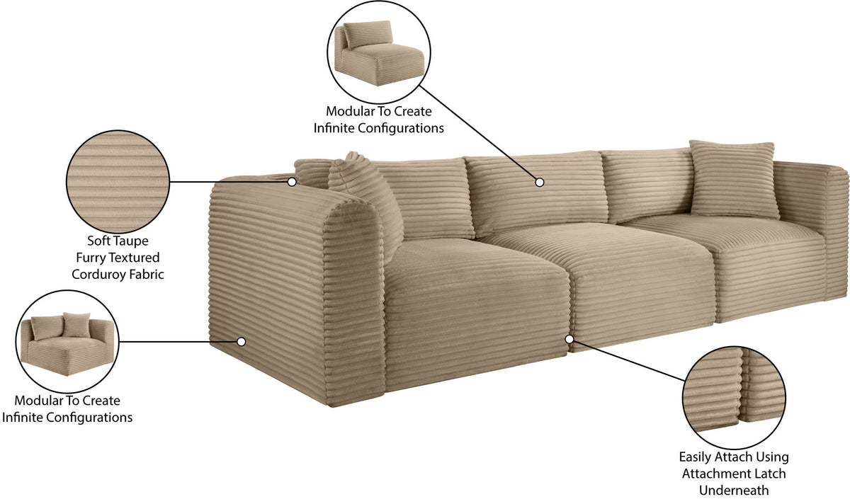 Shaggy - Fabric 3 Seat Modular Sofa
