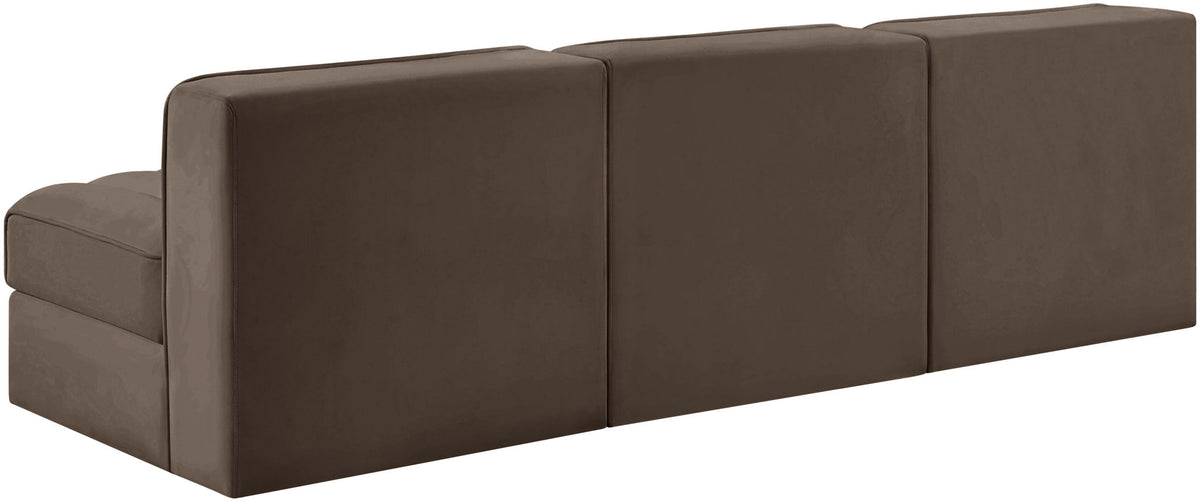 Rummi - Velvet Performance Fabric Upholstered 3 Piece Modular Armless Sofa