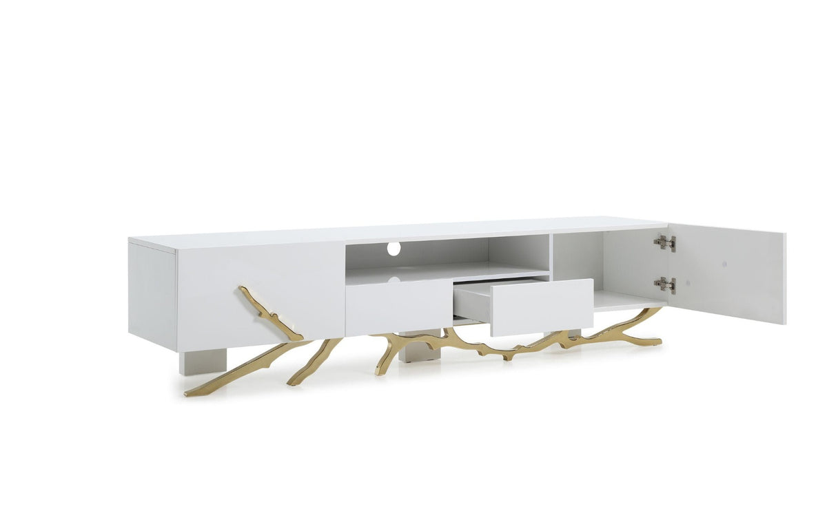 Legend - 87"-Wide Modern White Gold TV Stand by VIG Furniture - View 2