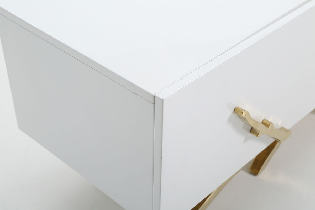 Legend - 87"-Wide Modern White Gold TV Stand by VIG Furniture - View 3