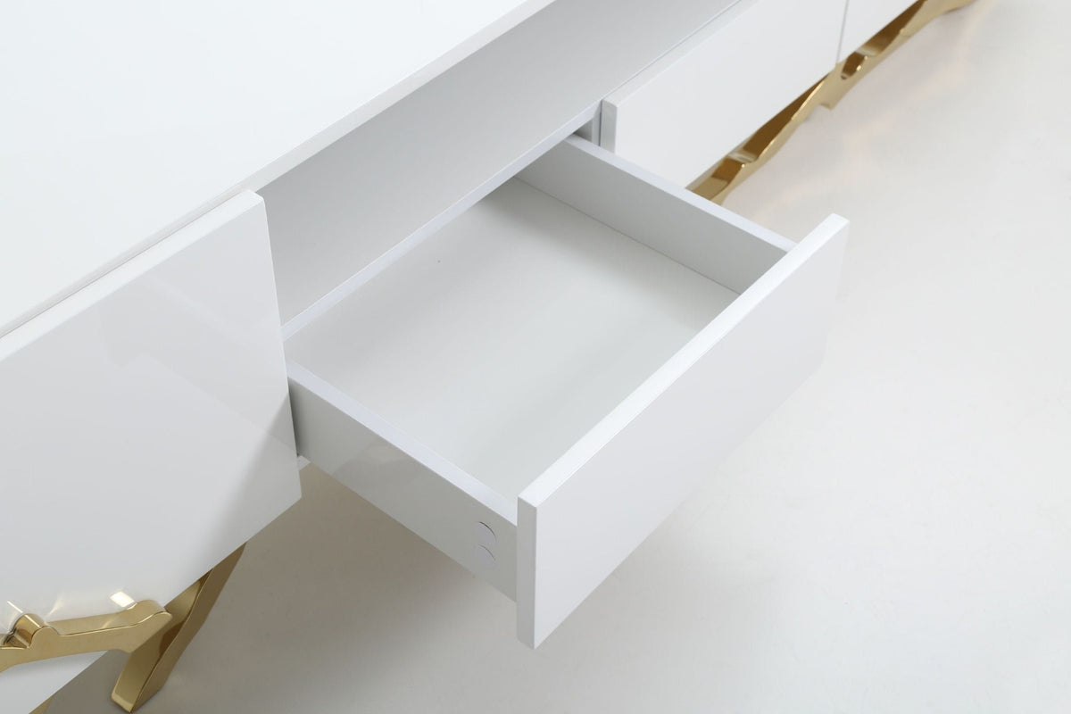 Legend - 87"-Wide Modern White Gold TV Stand by VIG Furniture - View 4