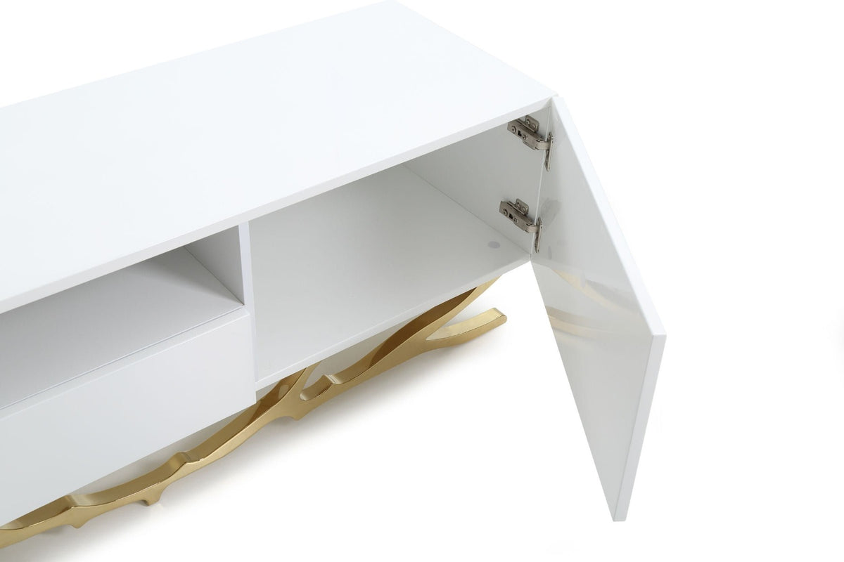 Legend - 87"-Wide Modern White Gold TV Stand by VIG Furniture - View 5
