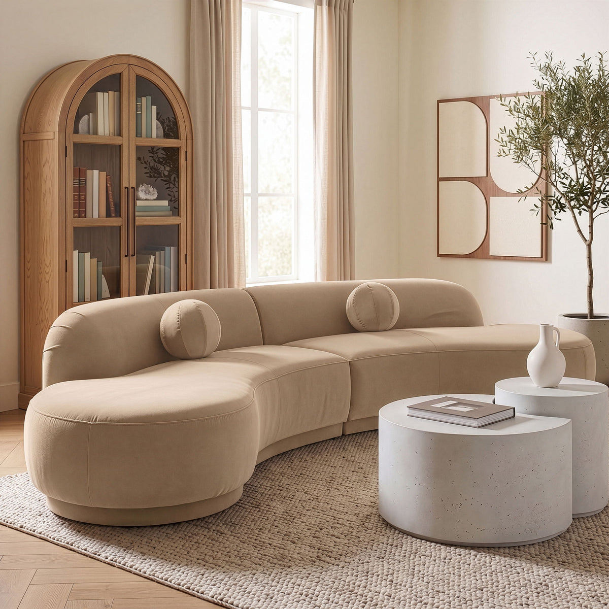 Avra - 146" Velvet Performance Fabric Upholstered Sectional
