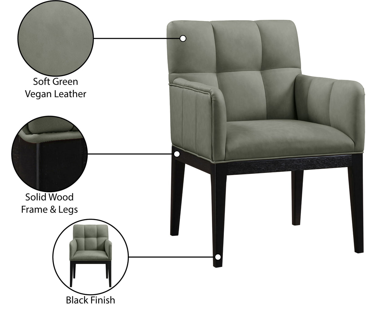 Adrian - Dining Arm Chair (Set of 2) - Black Legs