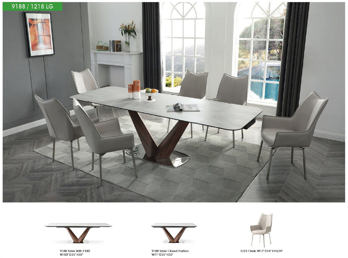 9188 - Dining Table With Extensions - White