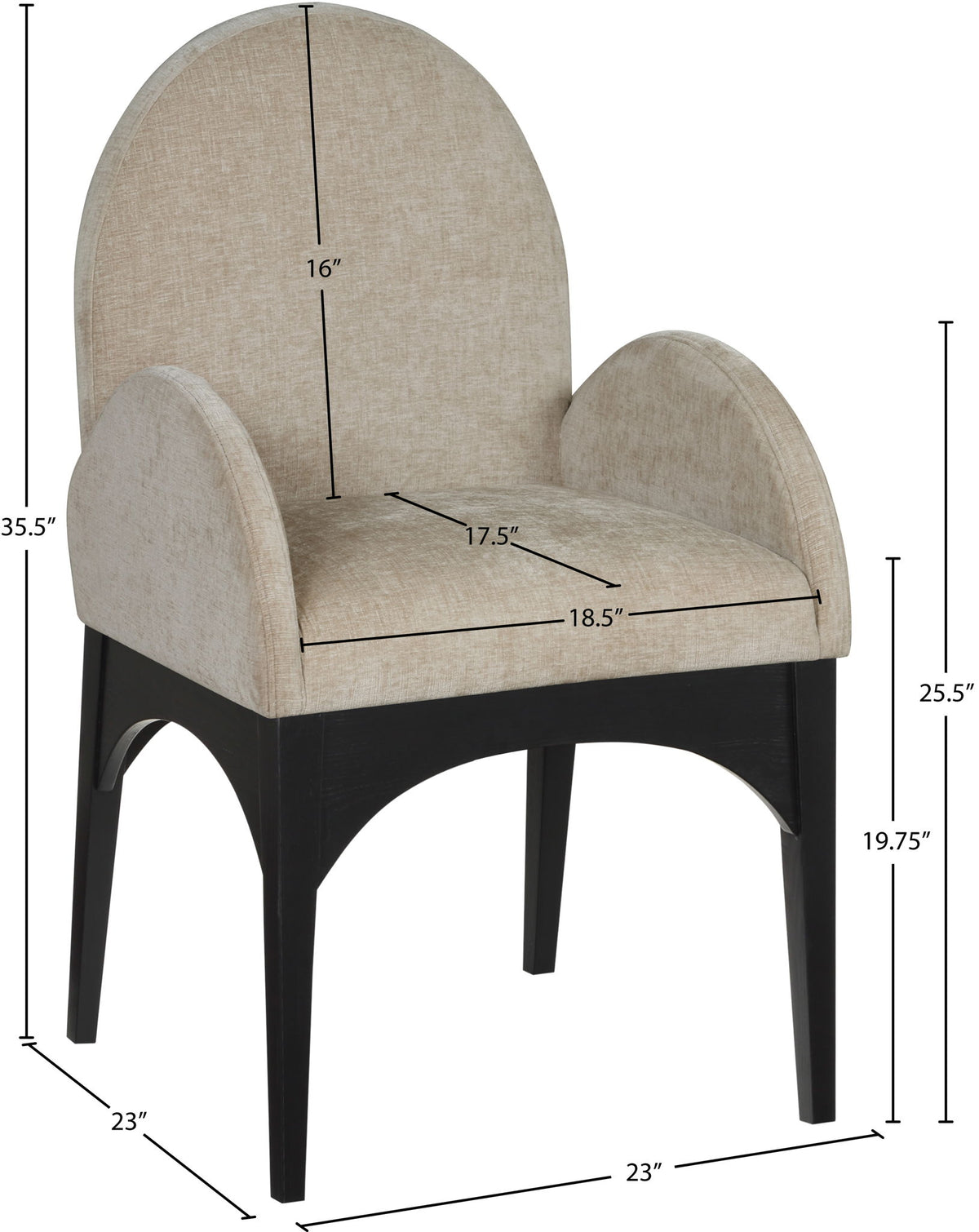 Waldorf - Chenille Dining Arm Chair With Black Legs