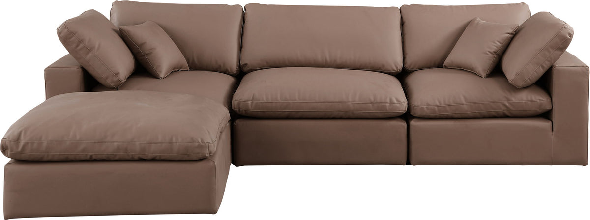 Comfy - 4 Piece Faux Leather Modular Sectional With Chaise