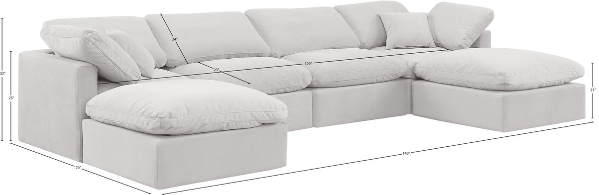 Indulge - Velvet 6 Piece Modular Double Chaise Sectional