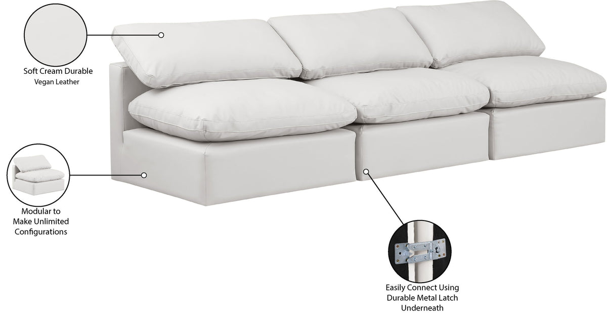 Indulge - Faux Leather 3 Seat Modular Armless Sofa