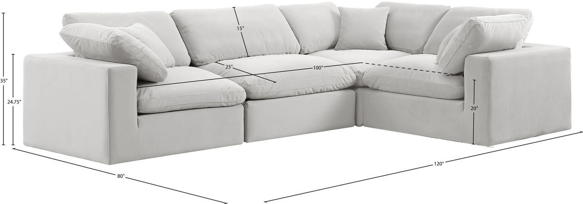 Comfy - 4 Piece Velvet Modular Sectional