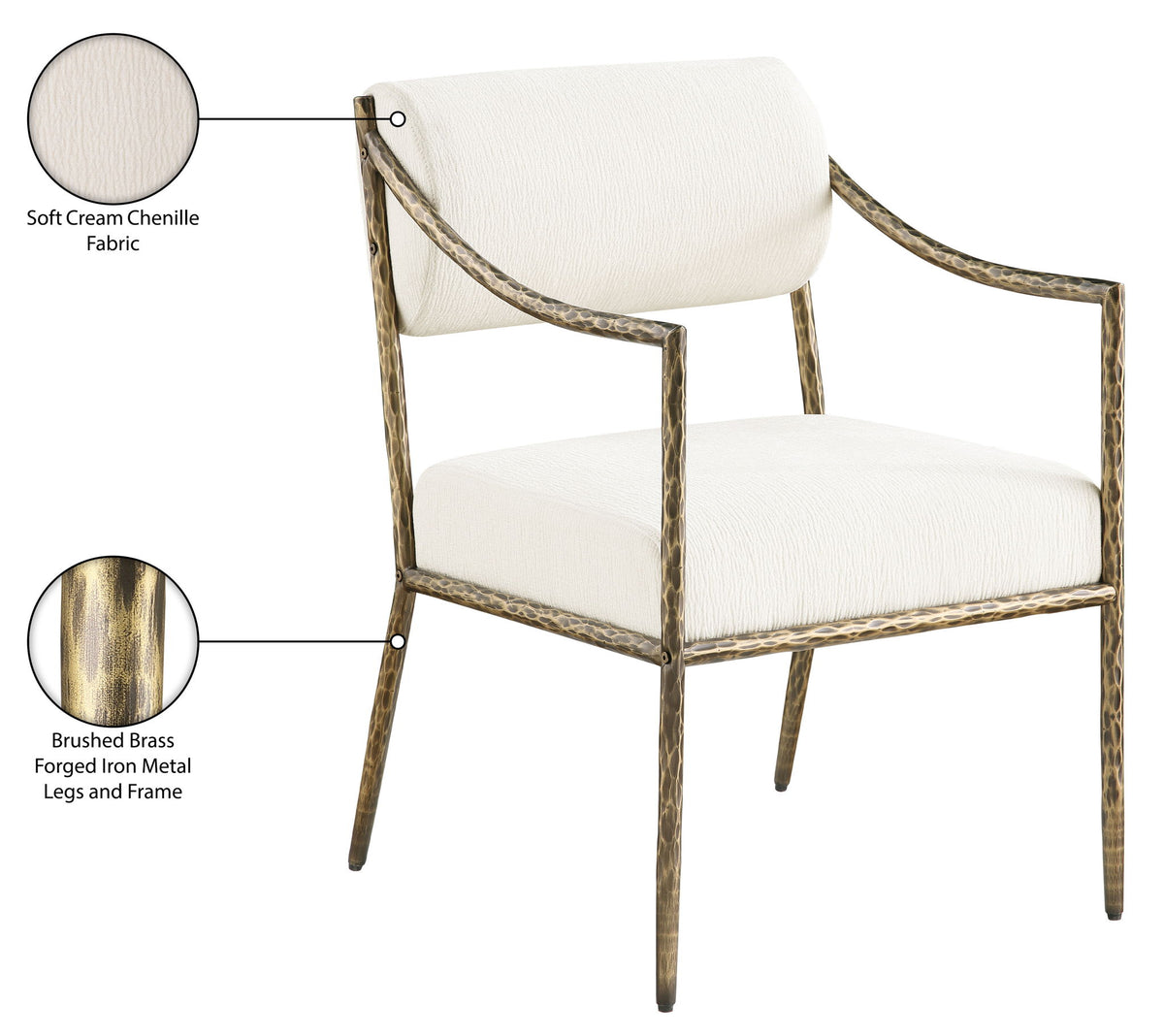 Bastille - Upholstered Dining Arm Chair (Set of 2) - Brass Frame