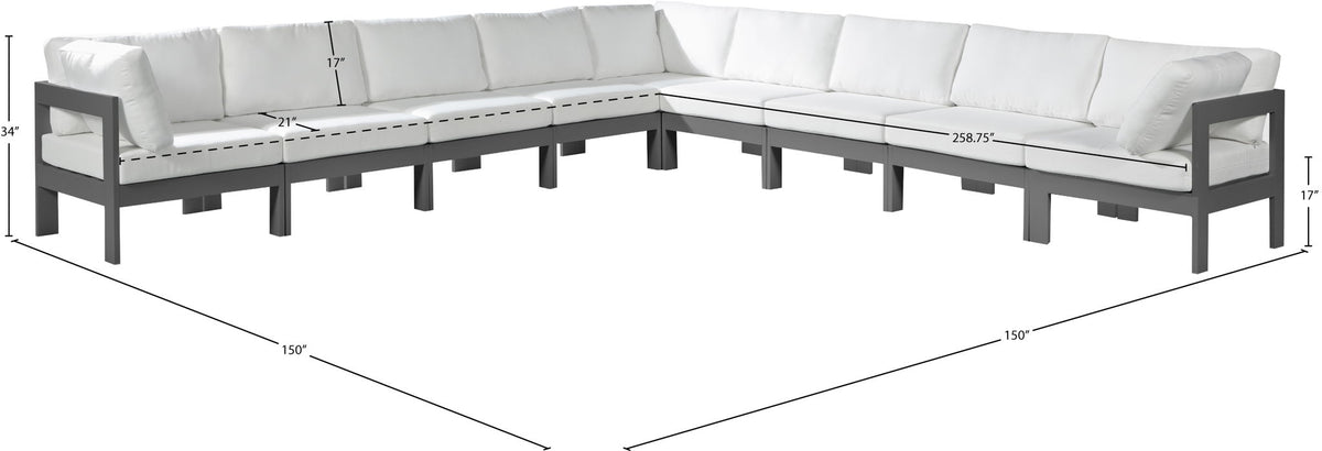 Nizuc - Outdoor Patio 9 Piece Modular Sectional With Gray Frame