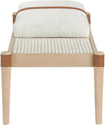 Nara - Linen Textured Fabric Upholstered Bench - Painted Natural