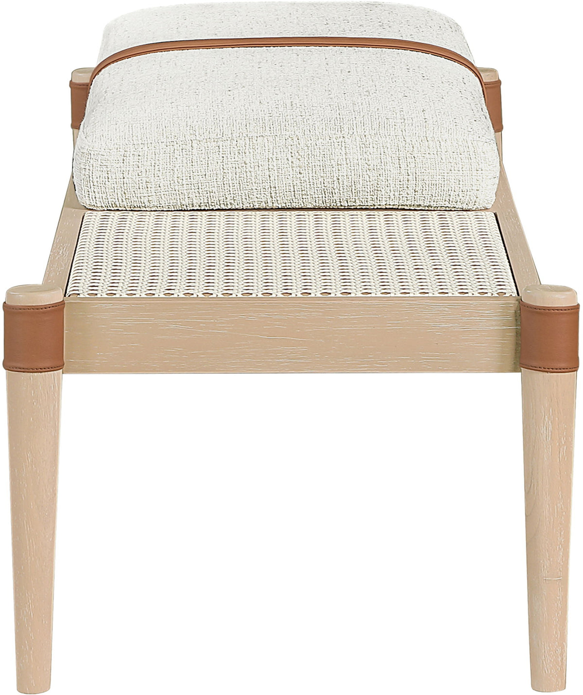 Nara - Linen Textured Fabric Upholstered Bench - Painted Natural