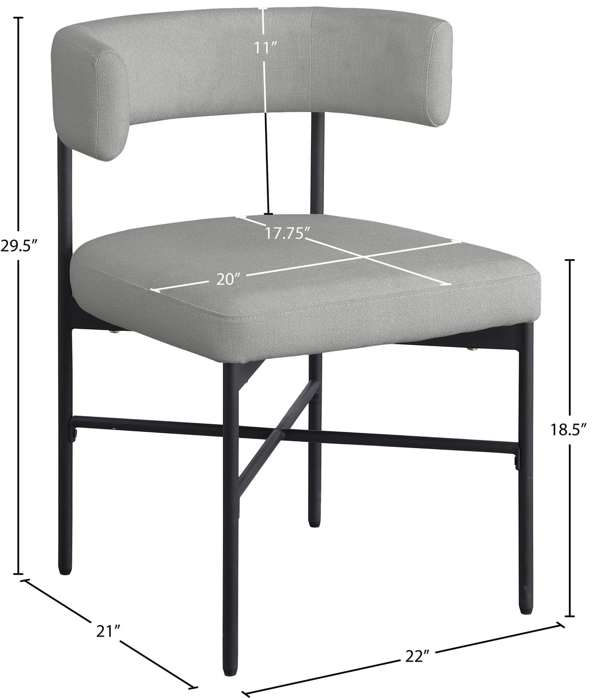 Rivage - Durable Dining Chair With Black Frame (Set of 2)