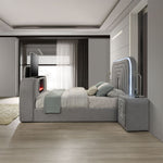 Shelyn - Bedroom Bed With LED, TV Stand, Fireplace & Bluetooth
