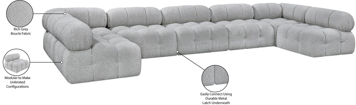 Ames - 7 Piece Boucle Fabric Modular Sectional