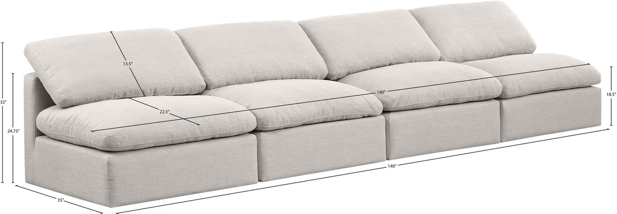 Indulge - Linen 4 Seat Modular Armless Sofa
