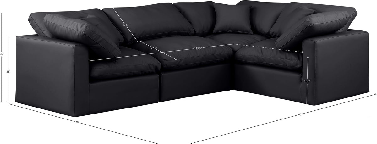 Indulge - Faux Leather 4 Piece Modular Corner Sectional