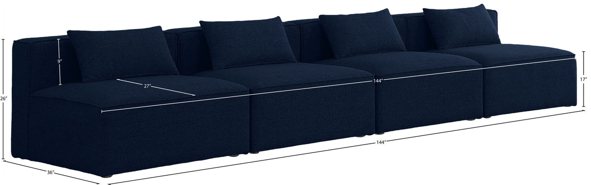 Cube - Linen Modular 4 Seat Armless Sofa